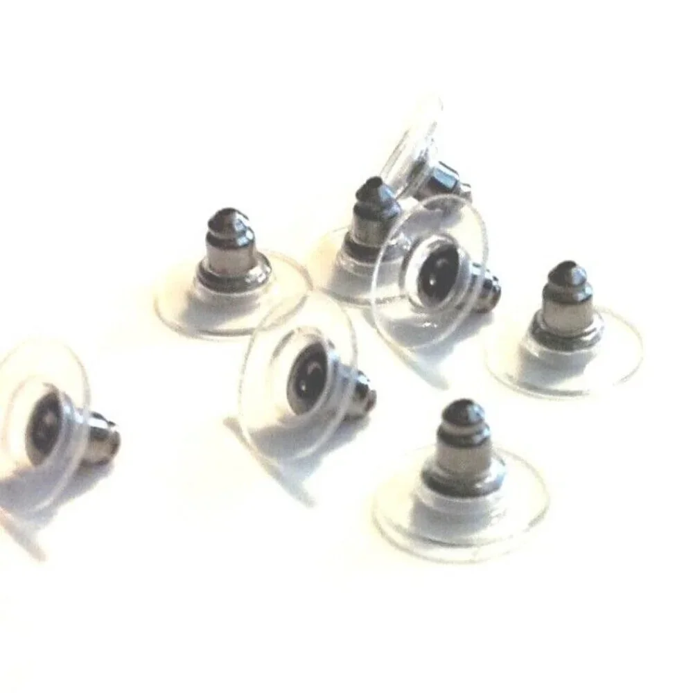 10 Large Gunmetal Black Brass Comfort Clutch Earnuts Earring Backs Findings